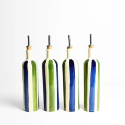 Bouteilles D'Huile|Céladon Paris Bouteille d'huile | Bleu & Vert Linhas