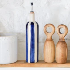 Bouteilles D'Huile|Céladon Paris Bouteille d'huile | Bleu Linhas