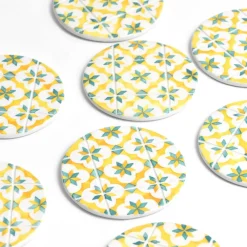 Dessous De Verre|Céladon Paris Dessous de verre | Jaune & Vert Azulejos