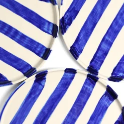 Assiettes Plates|Céladon Paris Grande assiette | Bleu Linhas