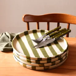 Assiettes Plates|Céladon Paris Grande assiette | Vert Linhas
