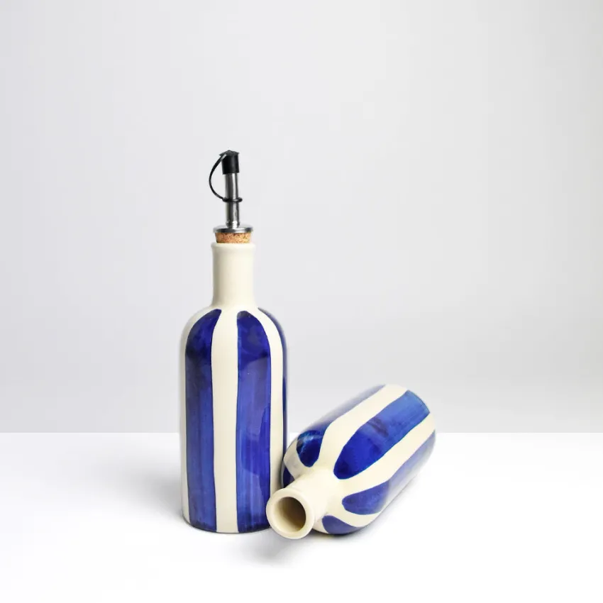 Bouteilles D'Huile|Céladon Paris Petite bouteille d'huile | Bleu Linhas