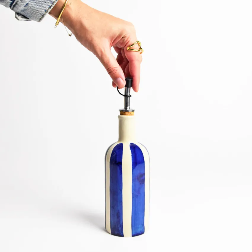 Bouteilles D'Huile|Céladon Paris Petite bouteille d'huile | Bleu Linhas