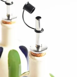 Bouteilles D'Huile|Céladon Paris Petite bouteille d'huile | Bleu & Vert Linhas